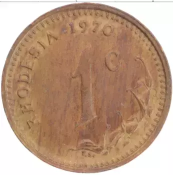 Монета цент Родезии 1970 года Бронза