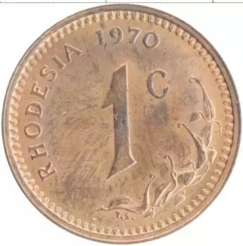 Монета цент Родезии 1970 года Бронза