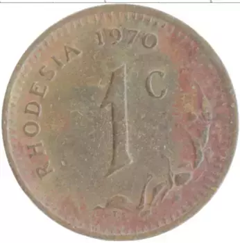 Монета цент Родезии 1970 года Бронза