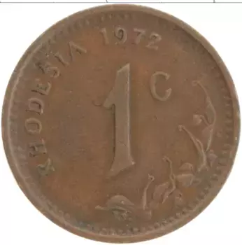 Монета цент Родезии 1972 года Бронза