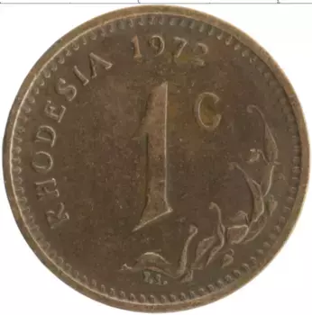 Монета цент Родезии 1972 года Бронза