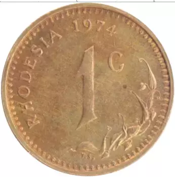 Монета цент Родезии 1974 года Бронза
