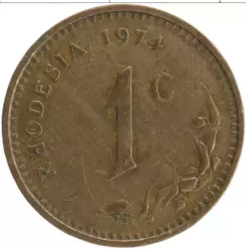 Монета цент Родезии 1974 года Бронза