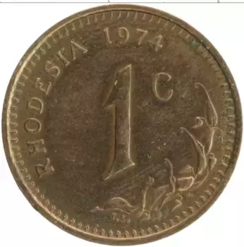 Монета цент Родезии 1974 года Бронза