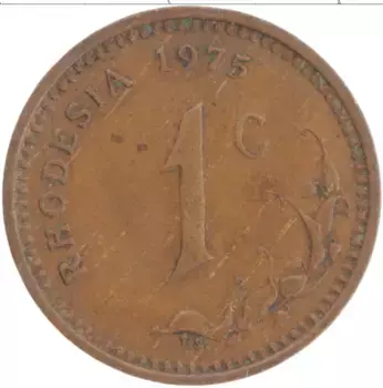 Монета цент Родезии 1975 года Бронза