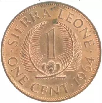 Монета цент Сьерры-Леоне 1964 года Бронза