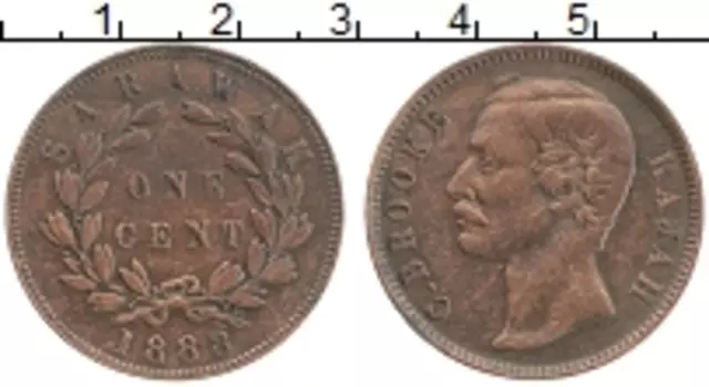 Монета цент Саравака 1888 года Медь Раджа Брук