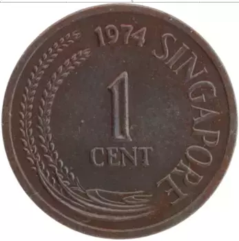 Монета цент Сингапура 1974 года Бронза