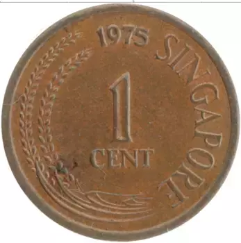 Монета цент Сингапура 1975 года Бронза