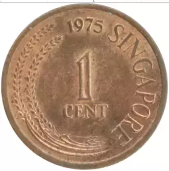Монета цент Сингапура 1975 года Бронза