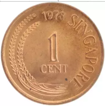 Монета цент Сингапура 1978 года Бронза