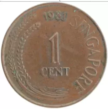 Монета цент Сингапура 1981 года Бронза