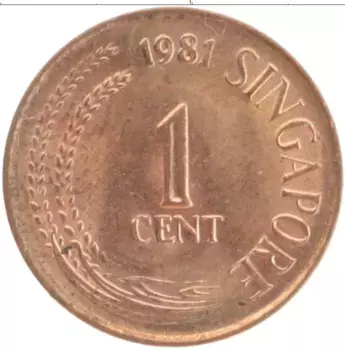 Монета цент Сингапура 1981 года Бронза