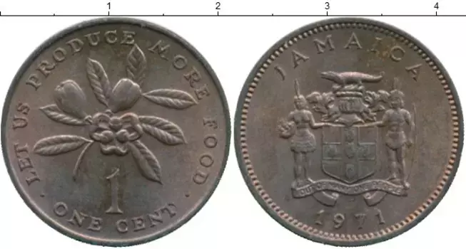 Монета цент Ямайки 1971 года Бронза ФАО