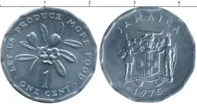 Монета цент Ямайки 1975 года Алюминий ФАО