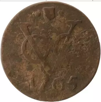 Монета дьюит Нидерландской Индии 1765 года Медь