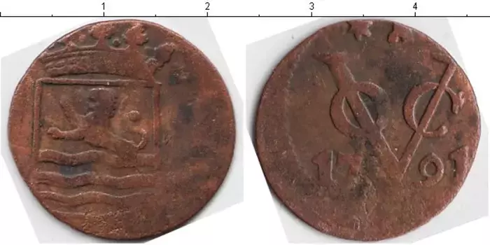 Монета дьюит Нидерландской Индии 1791 года Медь Зеландия