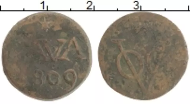 Монета дьюит Нидерландской Индии 1809 года Медь Остров Ява