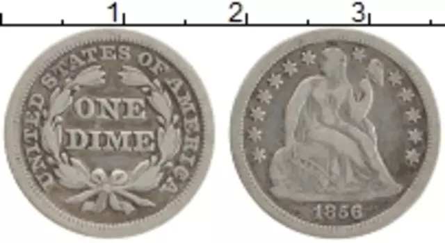 Монета дайм Америки 1856 года Серебро