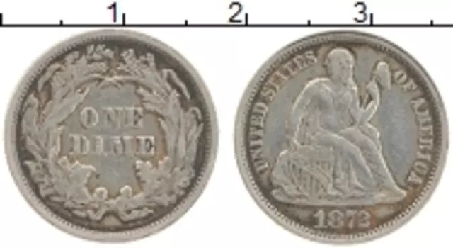 Монета дайм Америки 1872 года Серебро