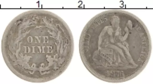 Монета дайм Америки 1876 года Серебро