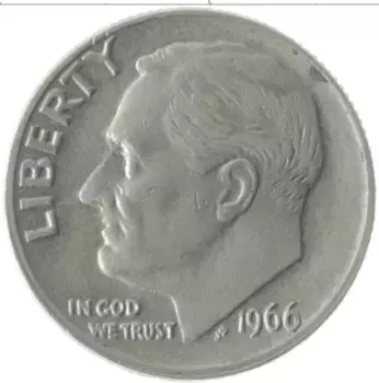 Монета дайм Америки 1966 года Медно-никель Теодор Рузвельт