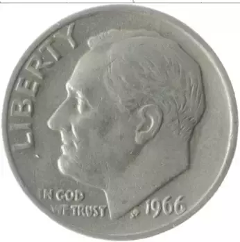 Монета дайм Америки 1966 года Медно-никель Теодор Рузвельт