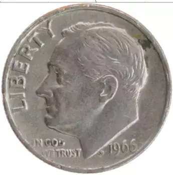 Монета дайм Америки 1966 года Медно-никель Теодор Рузвельт