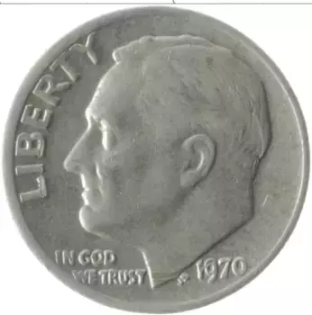 Монета дайм Америки 1970 года Медно-никель Теодор Рузвельт