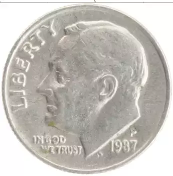 Монета дайм Америки 1987 года Медно-никель Теодор Рузвельт