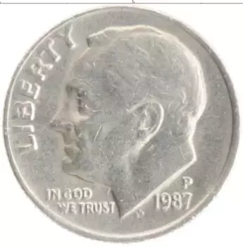 Монета дайм Америки 1987 года Медно-никель Теодор Рузвельт
