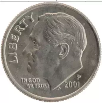 Монета дайм Америки 2001 года Медно-никель Р