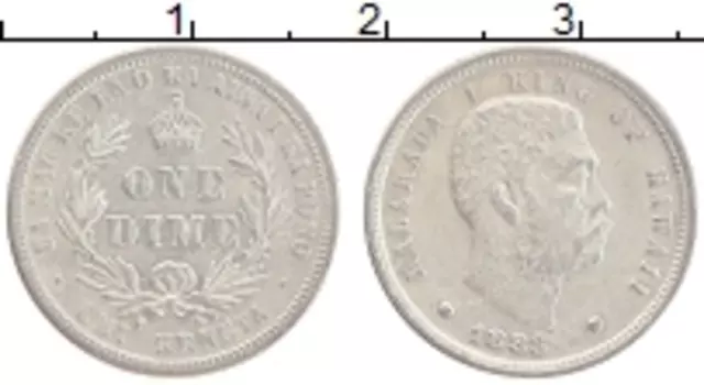 Монета дайм Гавайских островов 1883 года Серебро Калакауа I