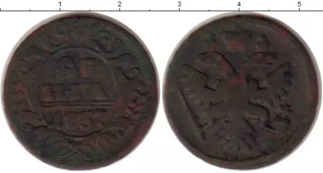 Монета деньга Анны Иоанновны 1737 года Медь