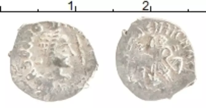 Монета деньга Василия 3 Серебро
