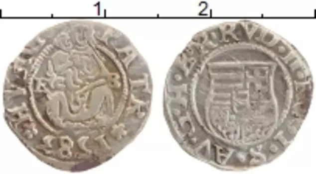 Монета денарий Венгрии 1583 года Серебро