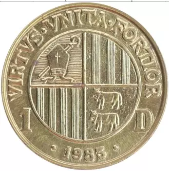 Монета динер Андорры 1983 года Латунь Князь Жоан Марти-и-Аланис