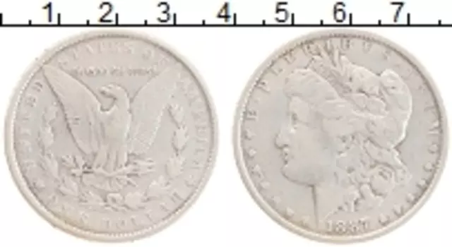 Монета доллар Америки 1887 года Серебро