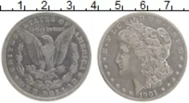 Монета доллар Америки 1901 года Серебро О