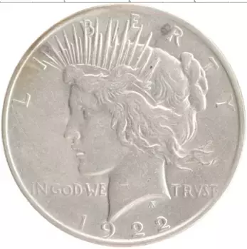 Монета доллар Америки 1922 года Серебро Мирный доллар
