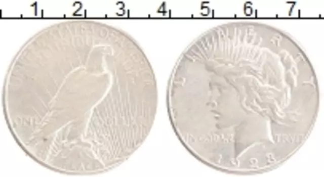 Монета доллар Америки 1923 года Серебро Пис доллар