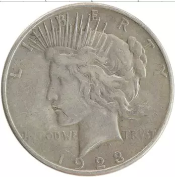 Монета доллар Америки 1923 года Серебро Пис доллар