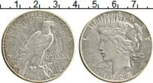 Монета доллар Америки 1923 года Серебро Мирный доллар