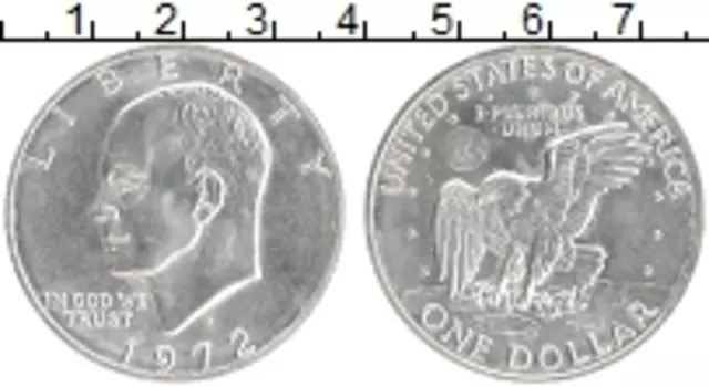 Монета доллар Америки 1972 года Серебро S