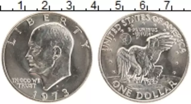 Монета доллар Америки 1973 года Медно-никель D Эйзенхауэр