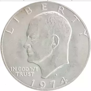Монета доллар Америки 1974 года Серебро S
