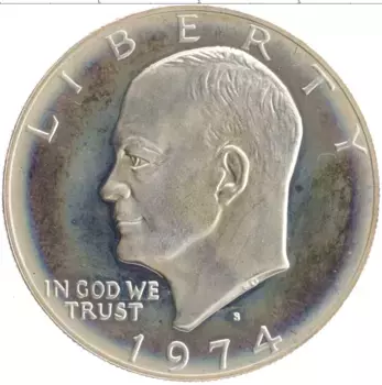 Монета доллар Америки 1974 года Серебро S