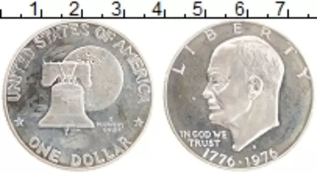 Монета доллар Америки 1976 года Серебро S