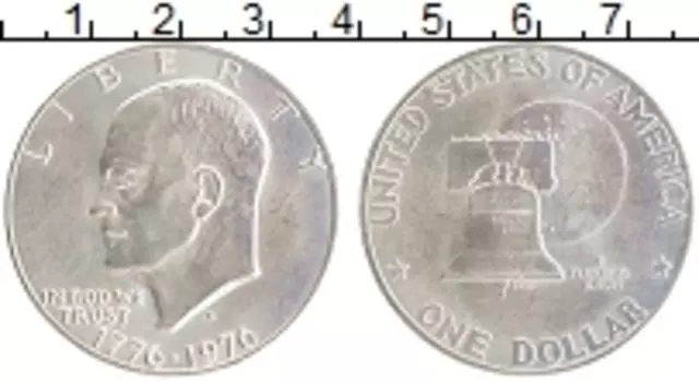 Монета доллар Америки 1976 года Серебро S