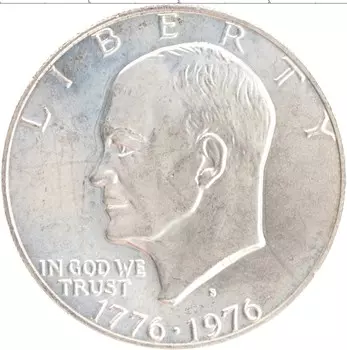 Монета доллар Америки 1976 года Серебро S